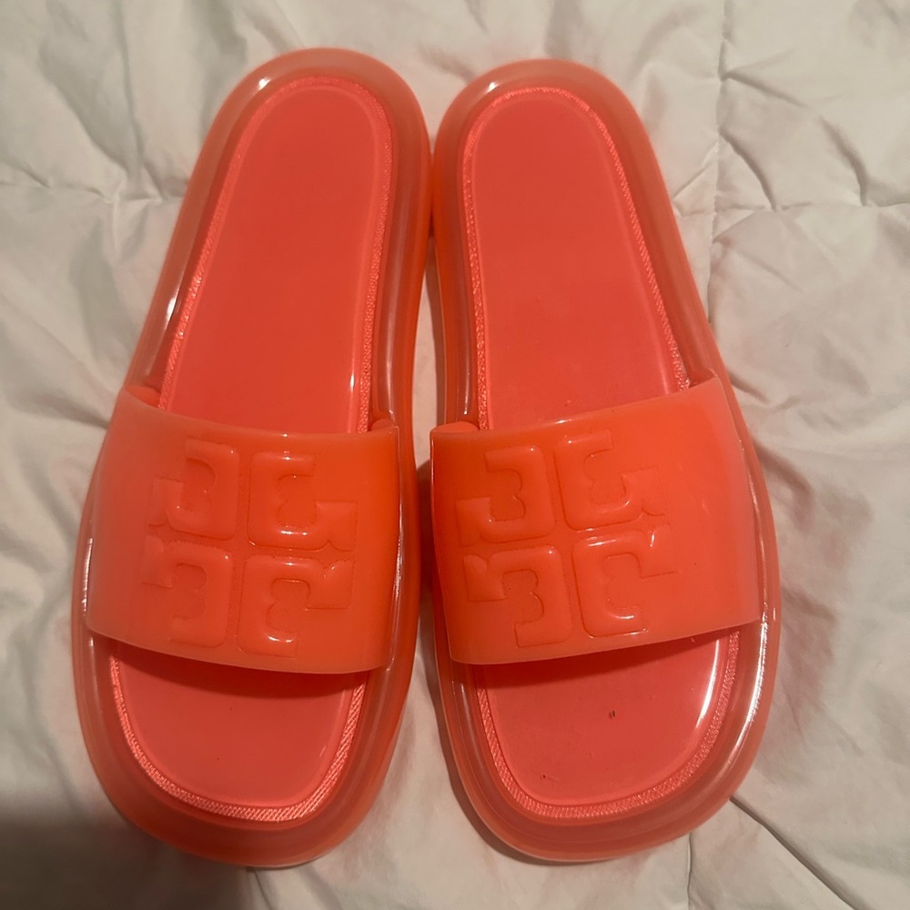 Tory Burch Orange Slide Sandals - Picture 3 of 5